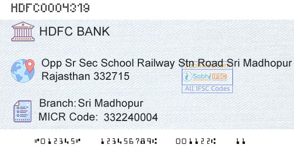 Hdfc Bank Sri MadhopurBranch 