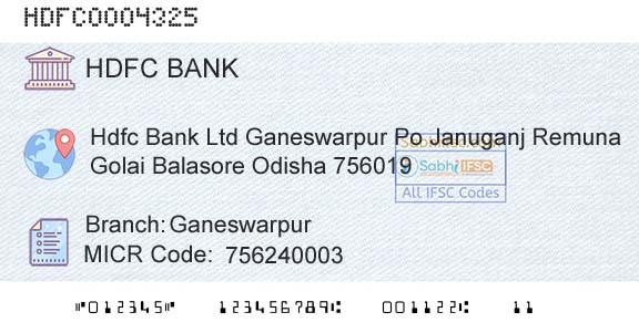 Hdfc Bank GaneswarpurBranch 