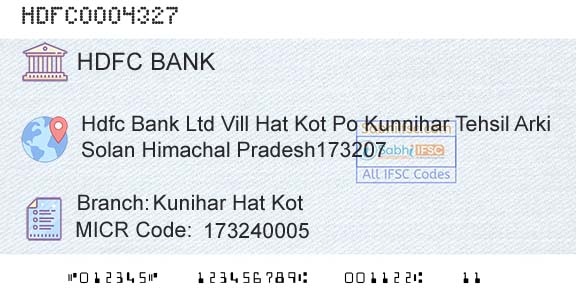 Hdfc Bank Kunihar Hat KotBranch 