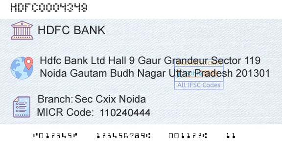Hdfc Bank Sec Cxix NoidaBranch 