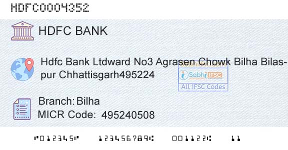 Hdfc Bank BilhaBranch 