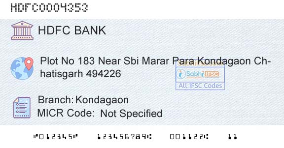 Hdfc Bank KondagaonBranch 