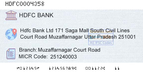 Hdfc Bank Muzaffarnagar Court RoadBranch 