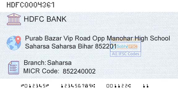 Hdfc Bank SaharsaBranch 