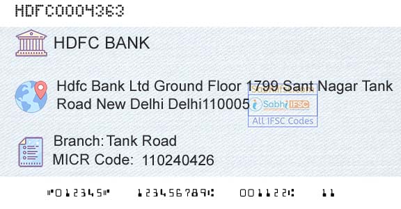 Hdfc Bank Tank RoadBranch 