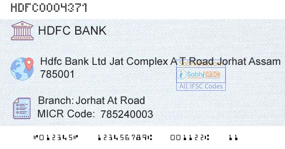 Hdfc Bank Jorhat At RoadBranch 