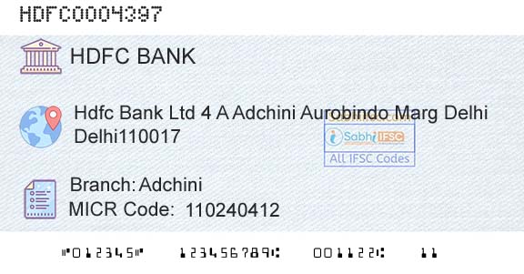 Hdfc Bank AdchiniBranch 