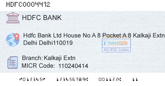 Hdfc Bank Kalkaji ExtnBranch 