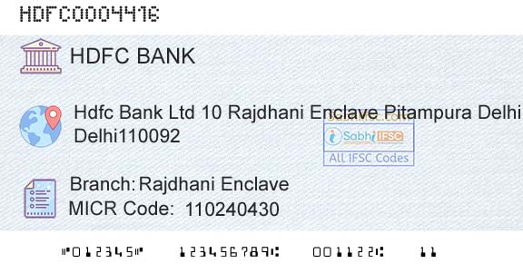Hdfc Bank Rajdhani EnclaveBranch 