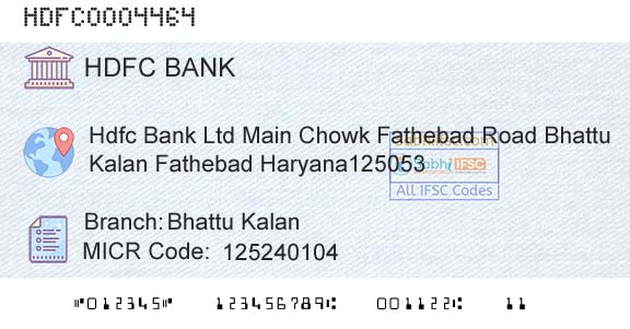 Hdfc Bank Bhattu KalanBranch 