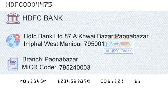 Hdfc Bank PaonabazarBranch 