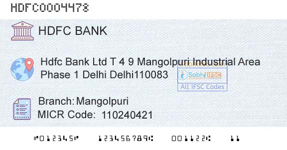 Hdfc Bank MangolpuriBranch 