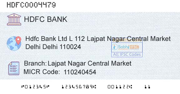 Hdfc Bank Lajpat Nagar Central MarketBranch 