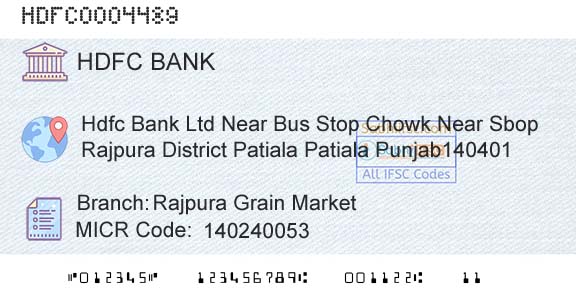 Hdfc Bank Rajpura Grain MarketBranch 