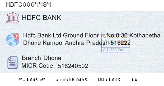 Hdfc Bank DhoneBranch 