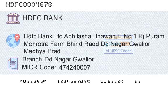 Hdfc Bank Dd Nagar GwaliorBranch 