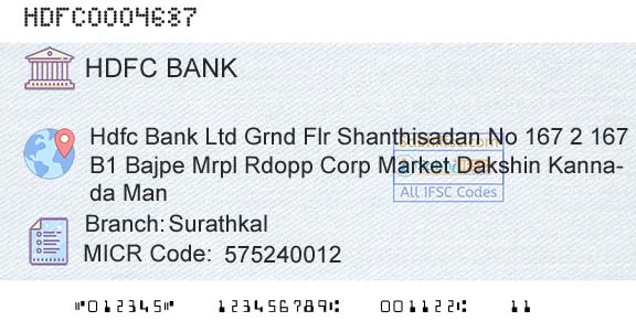 Hdfc Bank SurathkalBranch 