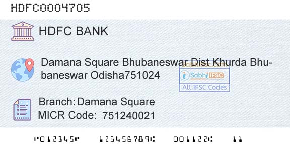 Hdfc Bank Damana SquareBranch 