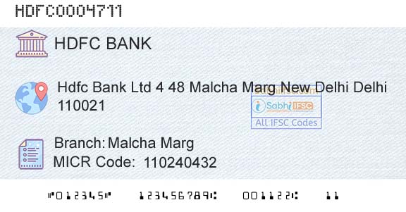 Hdfc Bank Malcha MargBranch 