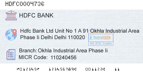 Hdfc Bank Okhla Industrial Area Phase IiBranch 