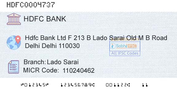 Hdfc Bank Lado SaraiBranch 