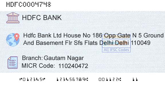 Hdfc Bank Gautam NagarBranch 