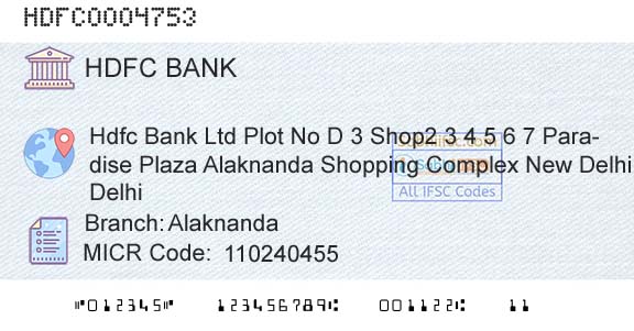 Hdfc Bank AlaknandaBranch 