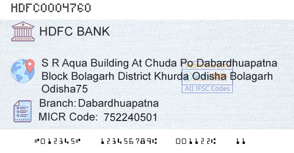 Hdfc Bank DabardhuapatnaBranch 