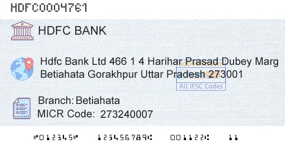 Hdfc Bank BetiahataBranch 