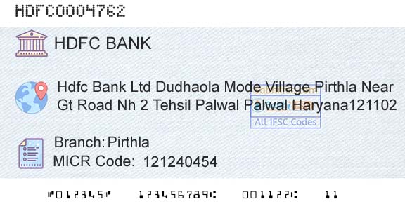 Hdfc Bank PirthlaBranch 
