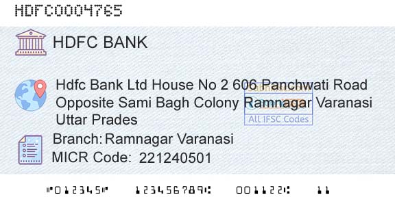 Hdfc Bank Ramnagar VaranasiBranch 