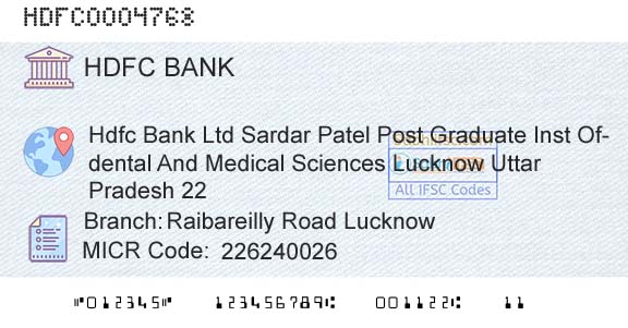 Hdfc Bank Raibareilly Road LucknowBranch 