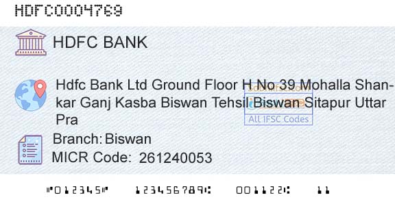 Hdfc Bank BiswanBranch 