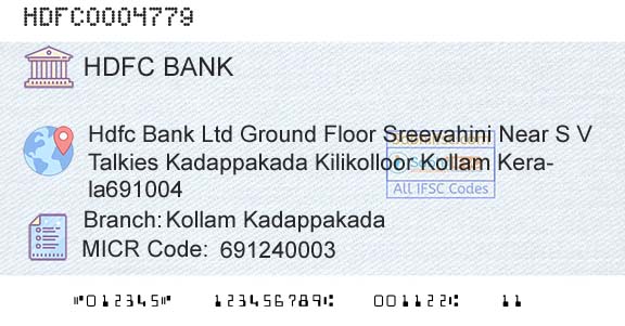 Hdfc Bank Kollam KadappakadaBranch 