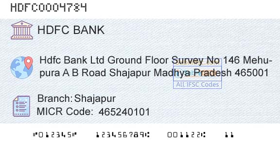 Hdfc Bank ShajapurBranch 