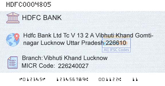 Hdfc Bank Vibhuti Khand LucknowBranch 