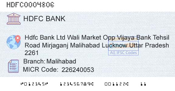 Hdfc Bank MalihabadBranch 