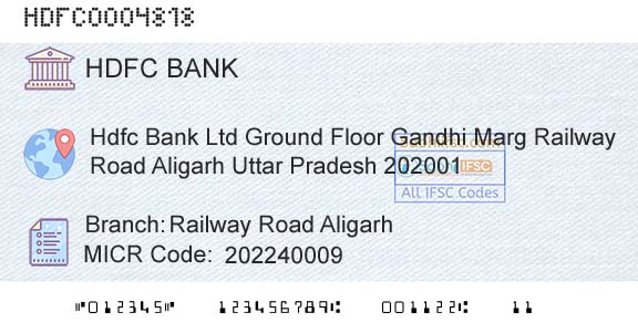 Hdfc Bank Railway Road AligarhBranch 