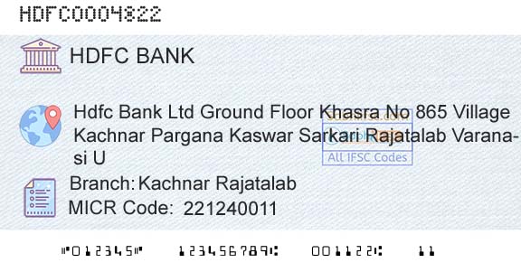Hdfc Bank Kachnar RajatalabBranch 