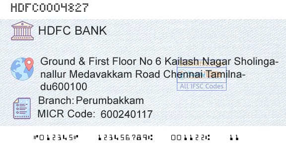 Hdfc Bank PerumbakkamBranch 