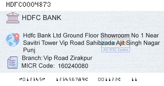 Hdfc Bank Vip Road ZirakpurBranch 