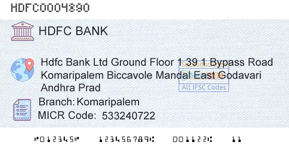 Hdfc Bank KomaripalemBranch 