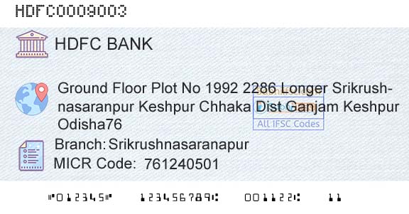 Hdfc Bank SrikrushnasaranapurBranch 