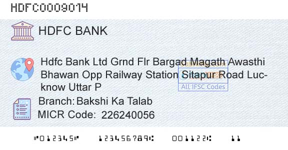 Hdfc Bank Bakshi Ka TalabBranch 