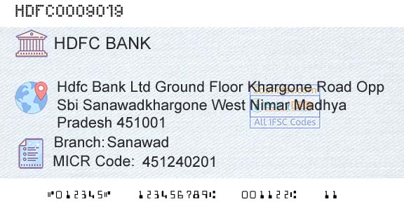 Hdfc Bank SanawadBranch 