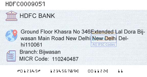 Hdfc Bank BijwasanBranch 