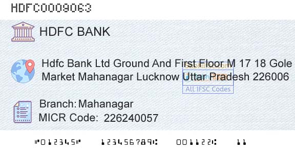 Hdfc Bank MahanagarBranch 