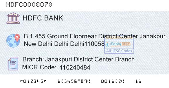 Hdfc Bank Janakpuri District Center BranchBranch 
