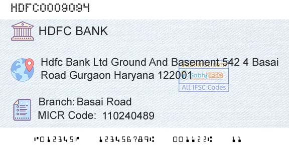 Hdfc Bank Basai RoadBranch 