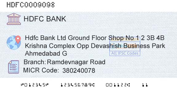 Hdfc Bank Ramdevnagar RoadBranch 